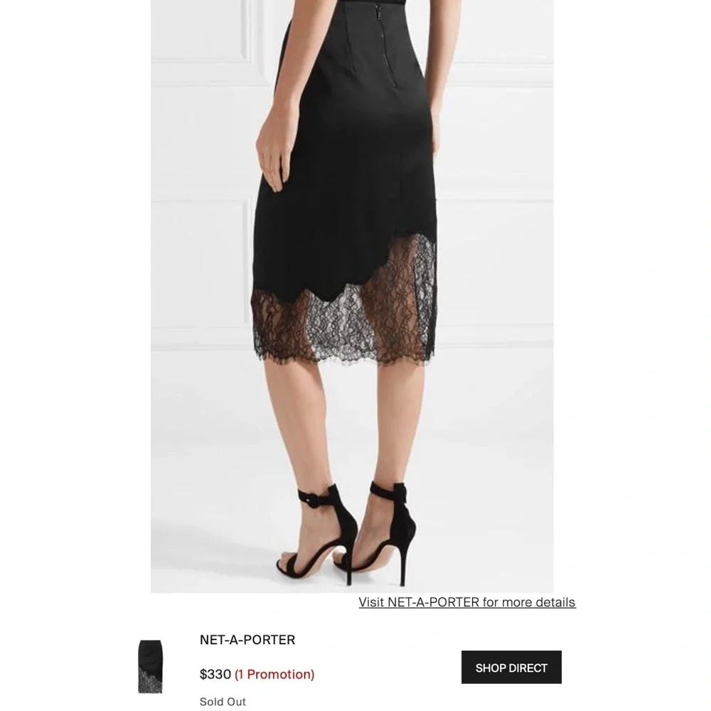 Alice + Oliva Lace Embellished Midi Pencil Asymmetrical Hem Skirt US6 NEW